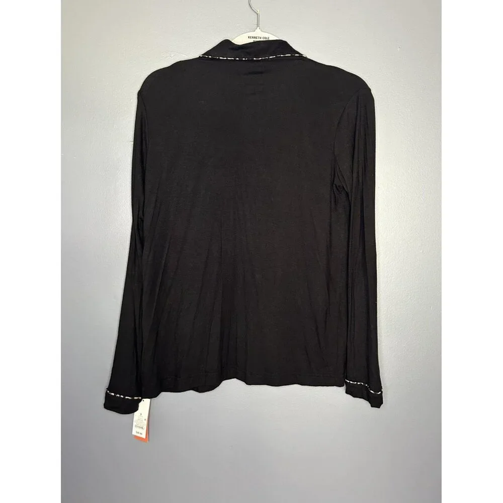Gilligan O'Malley Pajama Top Womens Small Black Modal Long Sleeve Button Up Soft